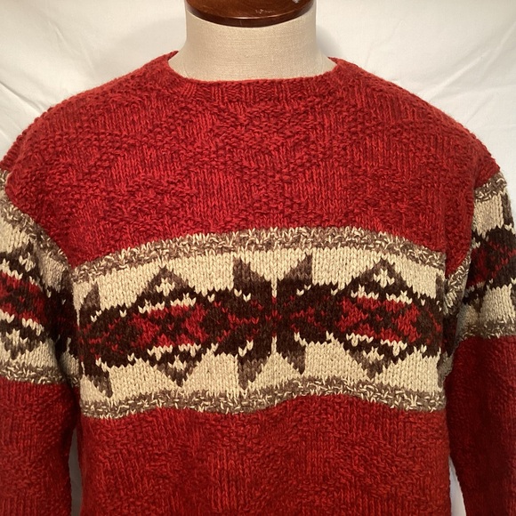 Polo Ralph Lauren Vintage Men's Southwestern Aztec Wool Hand Knit Sweater Large - Picture 2 of 10